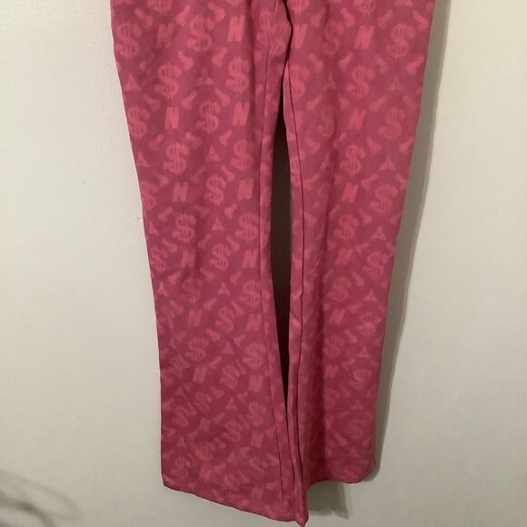 Namilia Pink Club Rave Festival McBling Monogram Denim Thong Pants Jeans XL - Picture 3 of 12